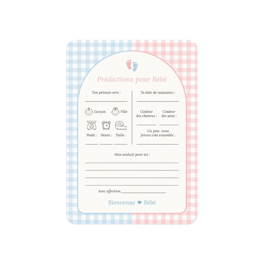 Studio Miron Cartes prédictions bébé Vichy Rose/Bleu - 10 pièces
