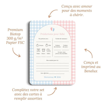 Studio Miron Cartes prédictions bébé Vichy Rose/Bleu - 10 pièces