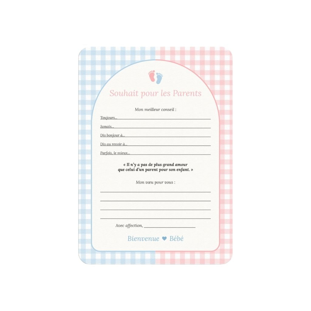 Studio Miron Cartes de vœux Vichy Rose/Bleu – 10 pièces