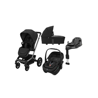 Maxi-Cosi Poussette Fame Twillic Black + Nacelle + Base FamilyFix Slide Pro + Coral Slide Pro Onyx Black