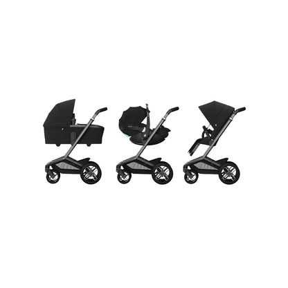Maxi-Cosi Poussette Fame Twillic Black + Nacelle + Base FamilyFix Slide Pro + Coral Slide Pro Onyx Black