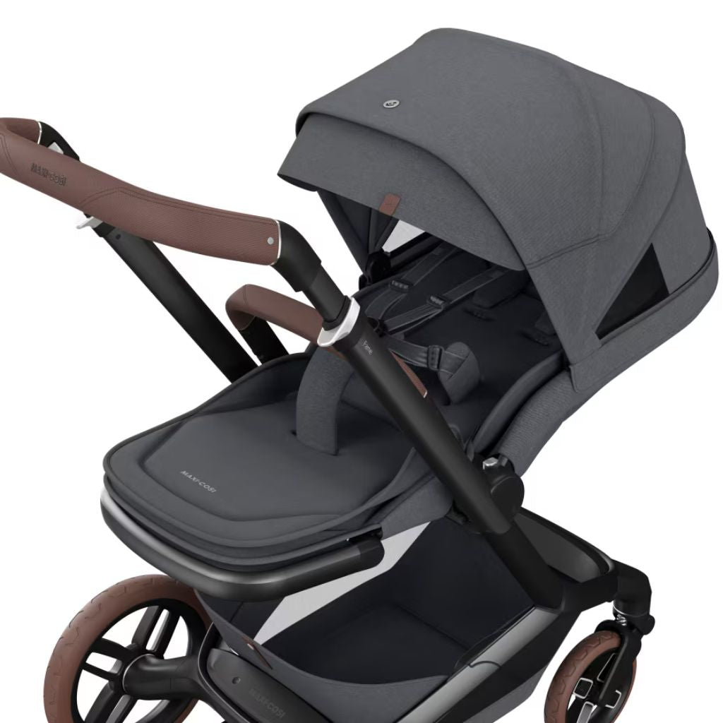 Maxi-Cosi Fame Poussette Twillic Graphite + Nacelle + Base FamilyFix Slide Pro + Coral Slide Pro Moon Graphite