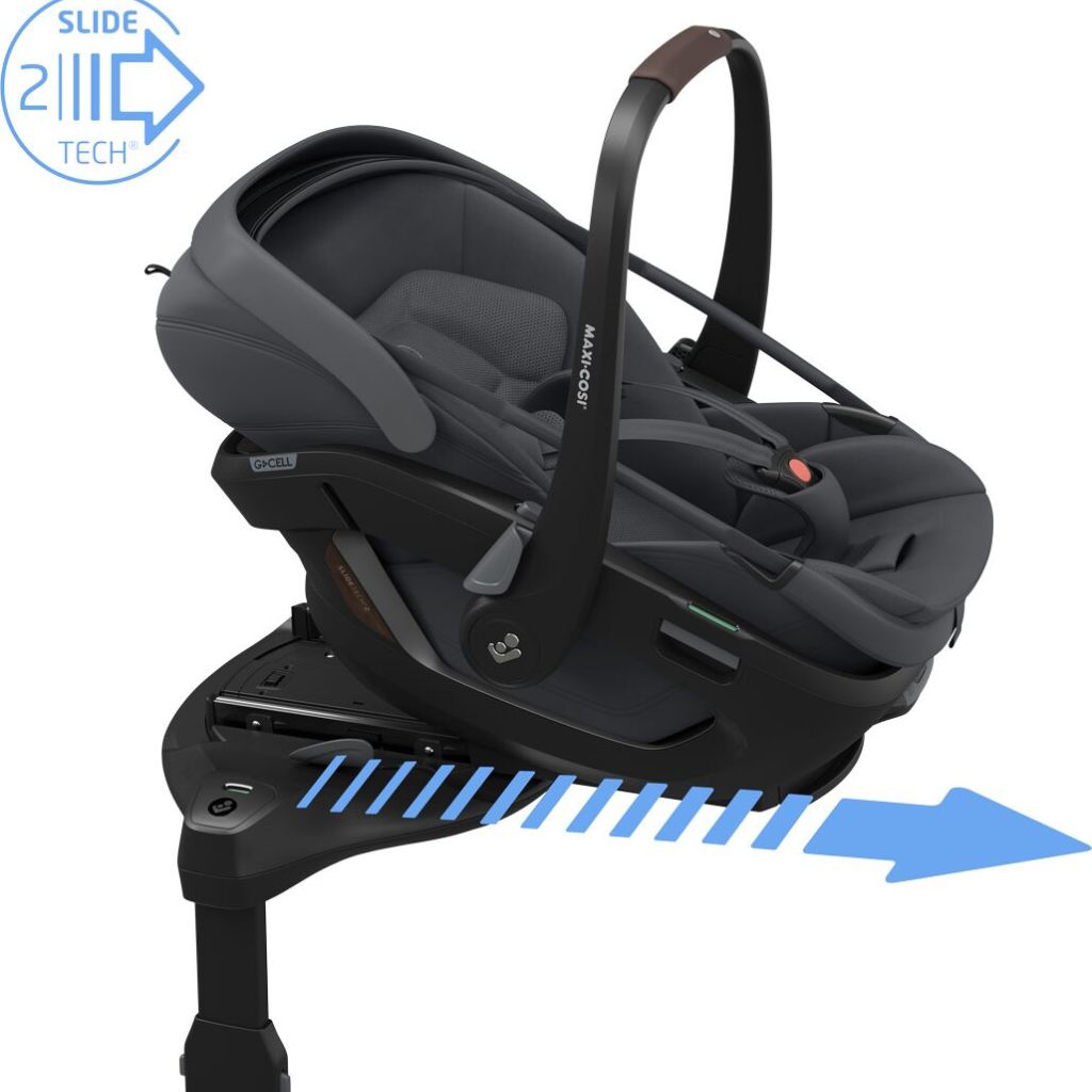 Maxi-Cosi Fame Poussette Twillic Graphite + Nacelle + Base FamilyFix Slide Pro + Coral Slide Pro Moon Graphite