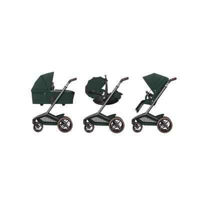 Maxi-Cosi Kinderwagen Fame Twillic Green + Draagmand + Basis Familyfix Slide Pro  + Coral Slide Pro Onyx Black