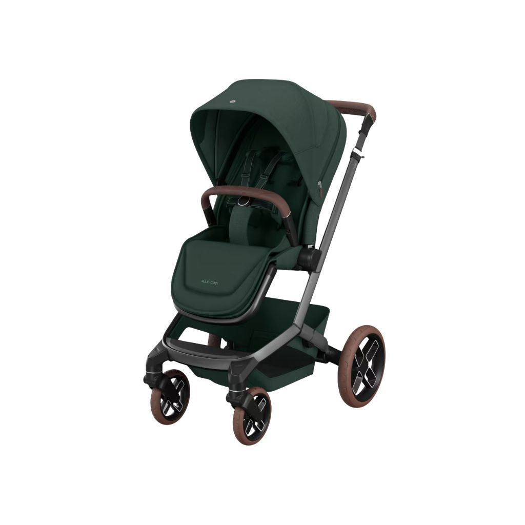 Maxi-Cosi Kinderwagen Fame Twillic Green + Draagmand + Basis Familyfix Slide Pro  + Coral Slide Pro Onyx Black
