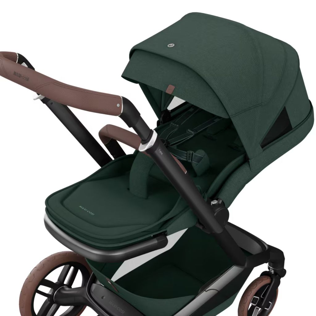 Maxi-Cosi Kinderwagen Fame Twillic Green + Draagmand + Basis Familyfix Slide Pro  + Coral Slide Pro Onyx Black