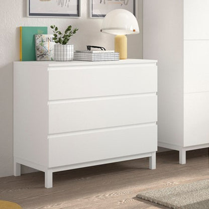 JAXX Table de nuit 3 tiroirs Eva White