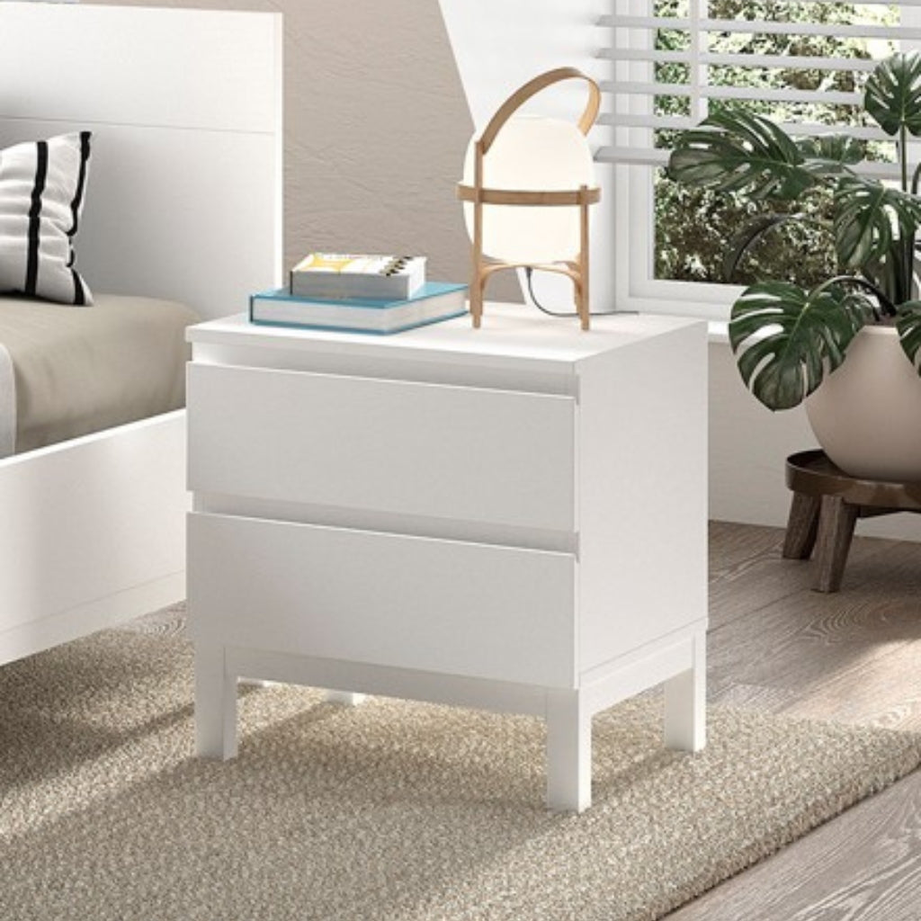 JAXX Table de nuit 2 tiroirs Eva White