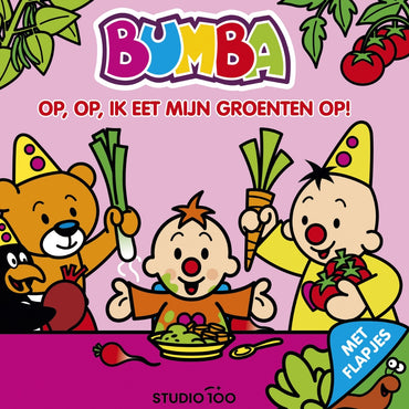 Bumba Kartonboek met Flapjes Roze – Op, op, ik eet mijn groenten op