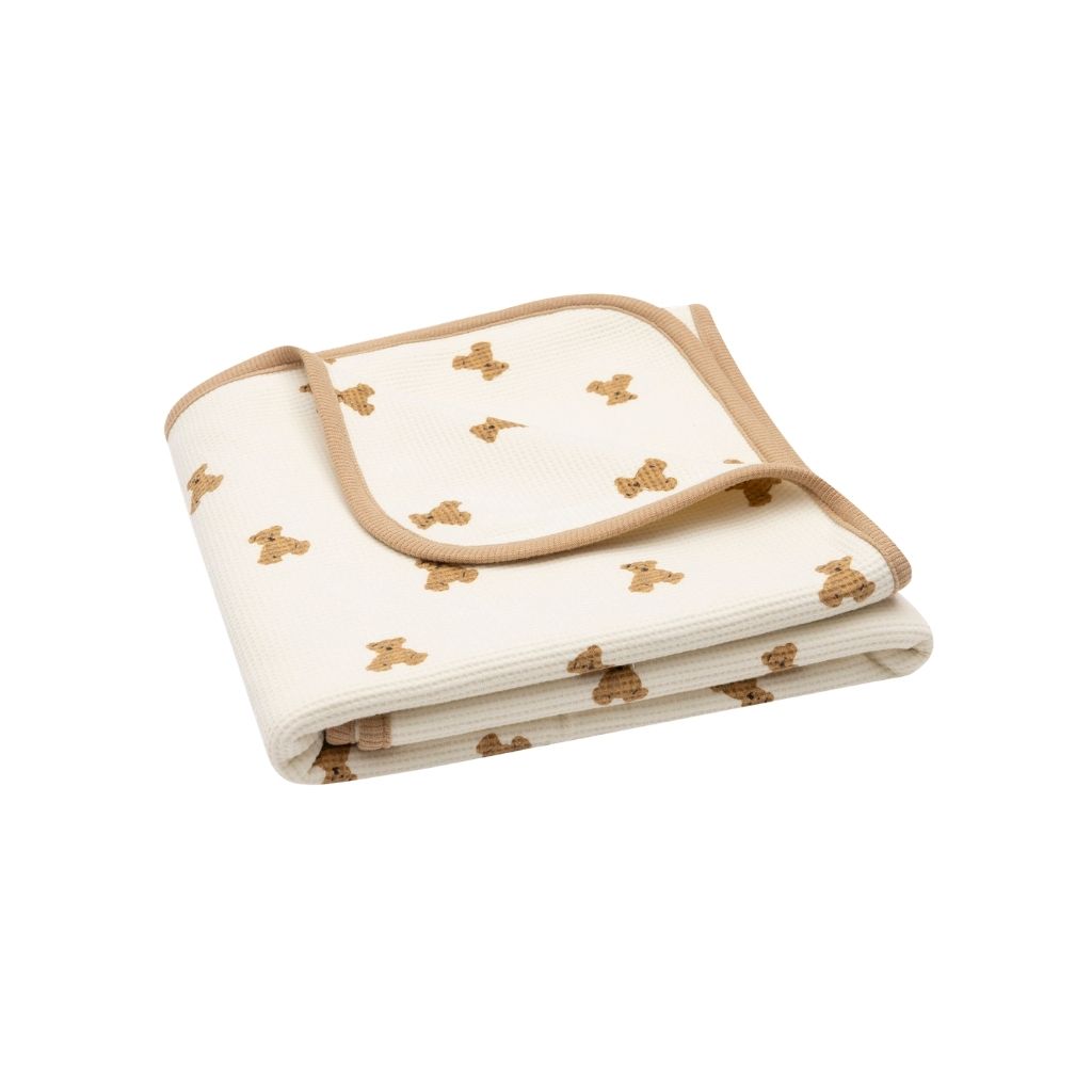 Jollein Deken Wieg Mini Teddy Bear Little Waffle Beige
