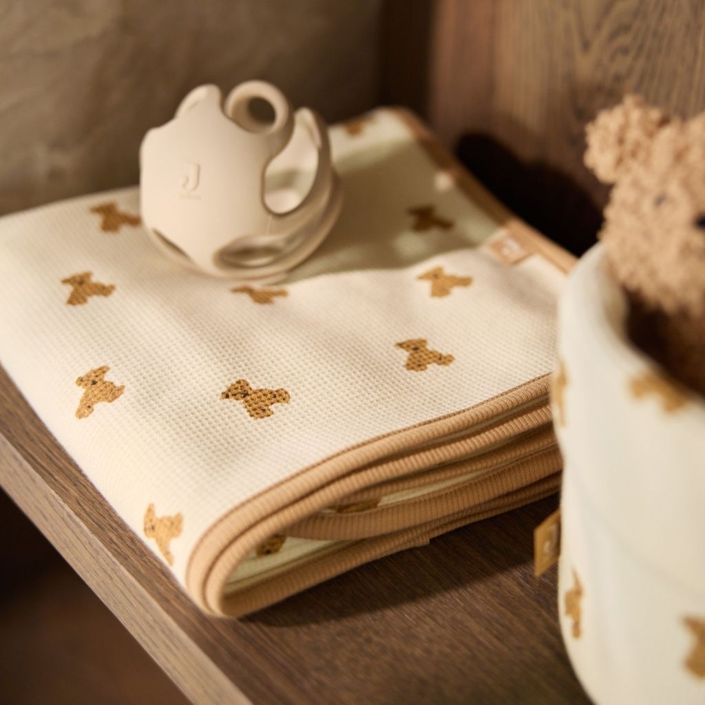 Jollein Deken Wieg Mini Teddy Bear Little Waffle Beige