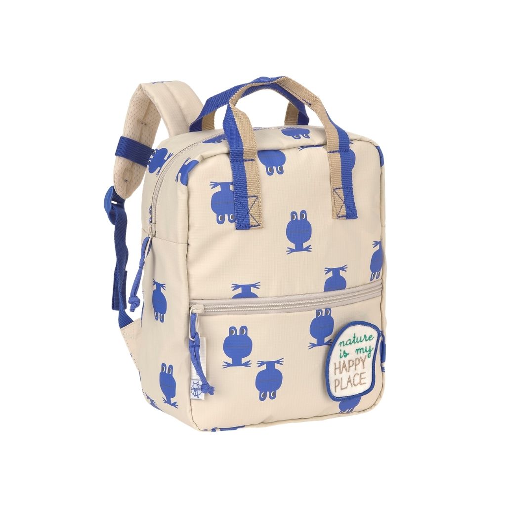Lässig Sac à Dos Mini Square Happy Trails Frog Beige / Blue
