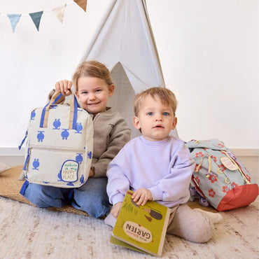 Lässig Sac à Dos Mini Square Happy Trails Frog Beige / Blue