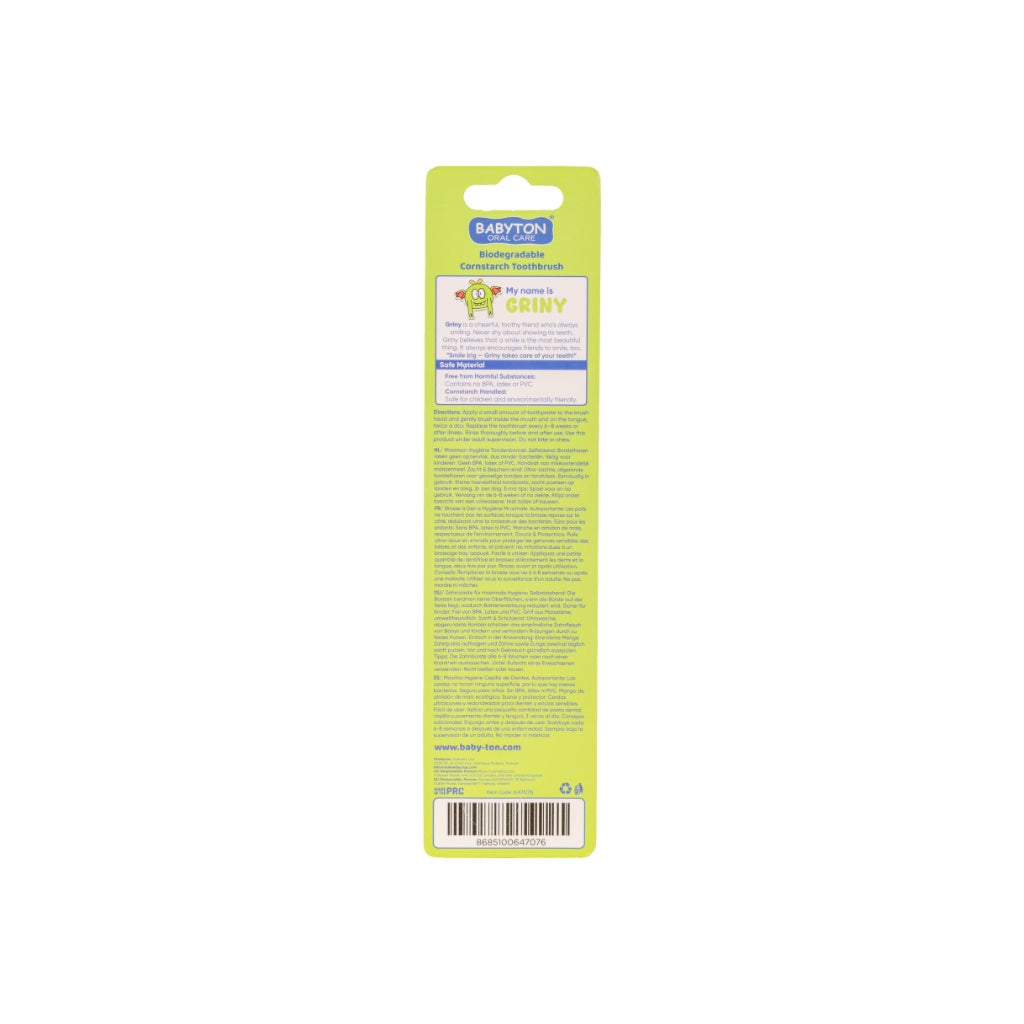 Babyton Brosse à dents Bio verte Griny