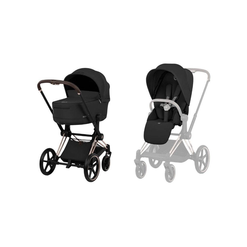 Cybex Kinderwagen Priam Sepia Black met Frame Rose Gold