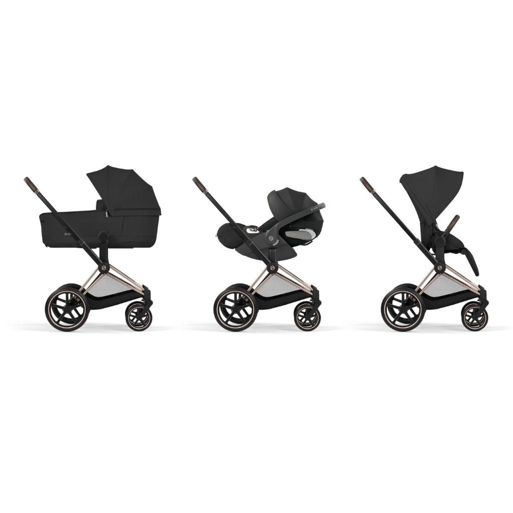 Cybex Kinderwagen Priam Sepia Black met Frame Rose Gold