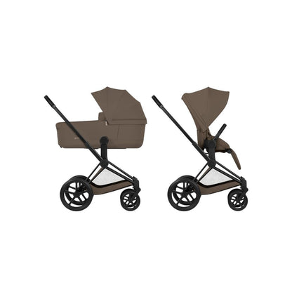 Cybex 2 en 1 Poussette Priam Coconut Brown + Nacelle Coconut Brown (Châssis Matt Black) 