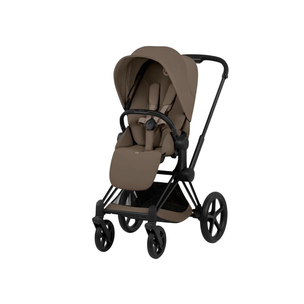 Cybex 2 en 1 Poussette Priam Coconut Brown + Nacelle Coconut Brown (Châssis Matt Black) 