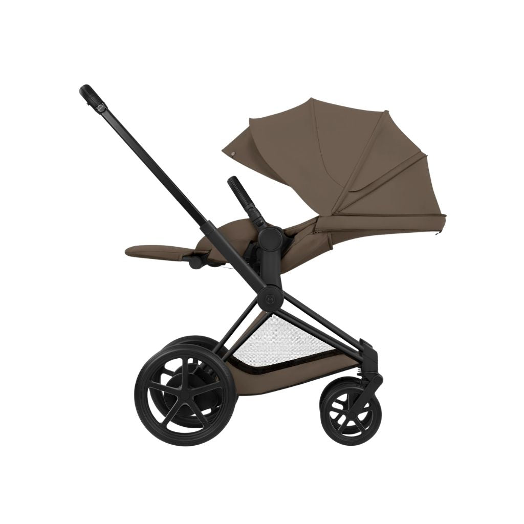 Cybex 2-in-1 Kinderwagen e-PRIAM Coconut Brown + Draagmand Coconut Brown (Onderstel Matt Balck)
