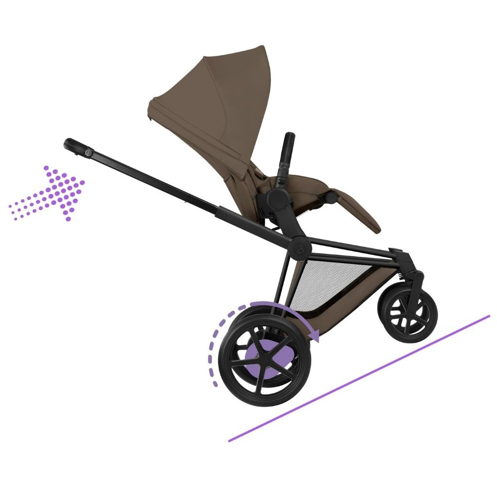 Cybex 2-in-1 Kinderwagen e-PRIAM Coconut Brown + Draagmand Coconut Brown (Onderstel Matt Balck)