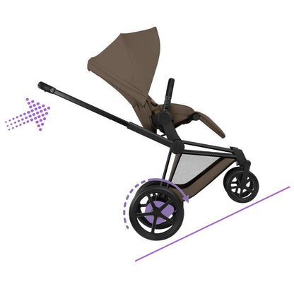 Cybex 2-in-1 Kinderwagen e-PRIAM Coconut Brown + Draagmand Coconut Brown (Onderstel Matt Balck)