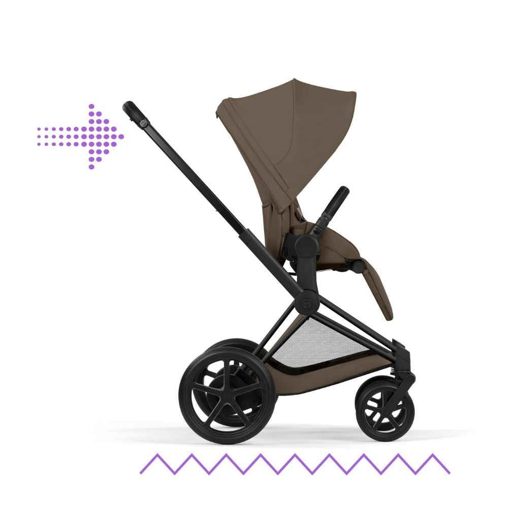 Cybex 2-in-1 Kinderwagen e-PRIAM Coconut Brown + Draagmand Coconut Brown (Onderstel Matt Balck)