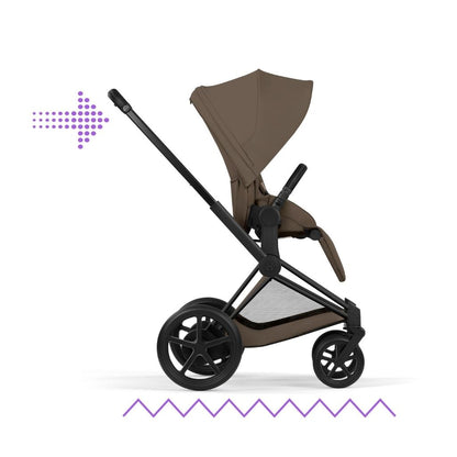 Cybex 2-in-1 Kinderwagen e-PRIAM Coconut Brown + Draagmand Coconut Brown (Onderstel Matt Balck)