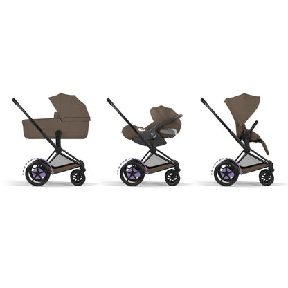Cybex 2-in-1 Kinderwagen e-PRIAM Coconut Brown + Draagmand Coconut Brown (Onderstel Matt Balck)