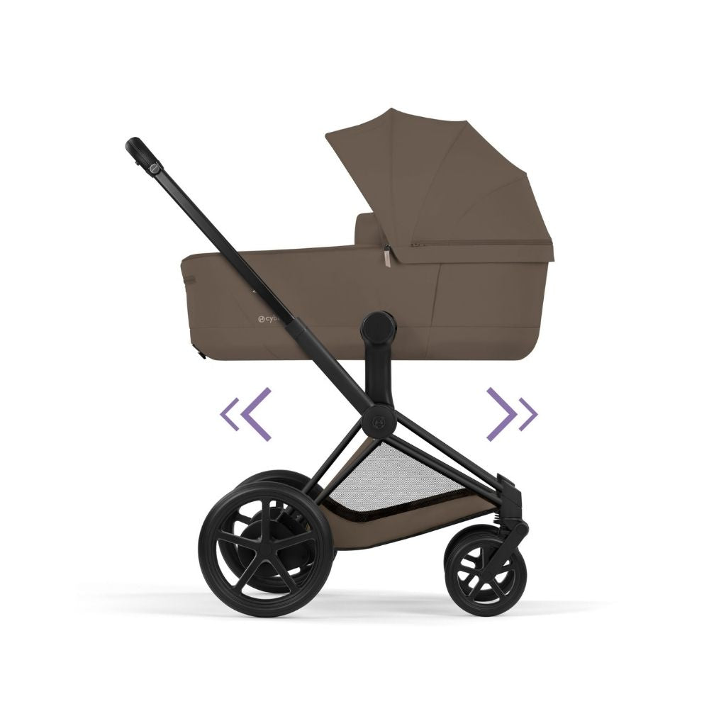 Cybex 2-in-1 Kinderwagen e-PRIAM Coconut Brown + Draagmand Coconut Brown (Onderstel Matt Balck)