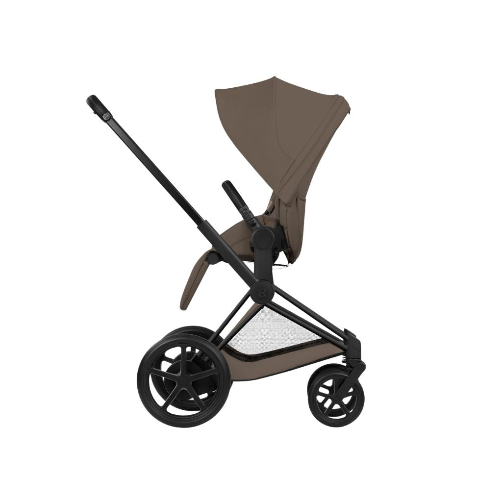 Cybex 2-in-1 Kinderwagen e-PRIAM Coconut Brown + Draagmand Coconut Brown (Onderstel Matt Balck)