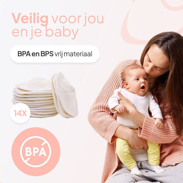 Mammie Compresses d'allaitement lavables blanches – 14 pièces