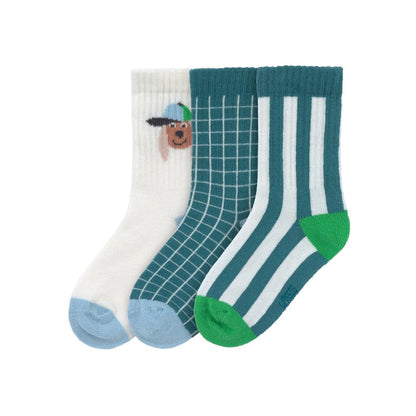 Lässig Chaussettes de tennis GOTS Dog Vert – 3 paires