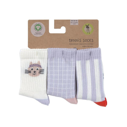 Lässig Chaussettes de tennis Cat Violet – 3 paires