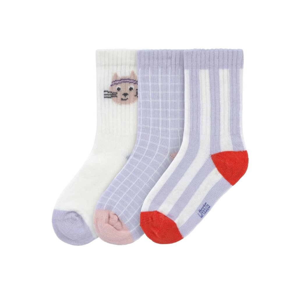 Lässig Chaussettes de tennis Cat Violet – 3 paires