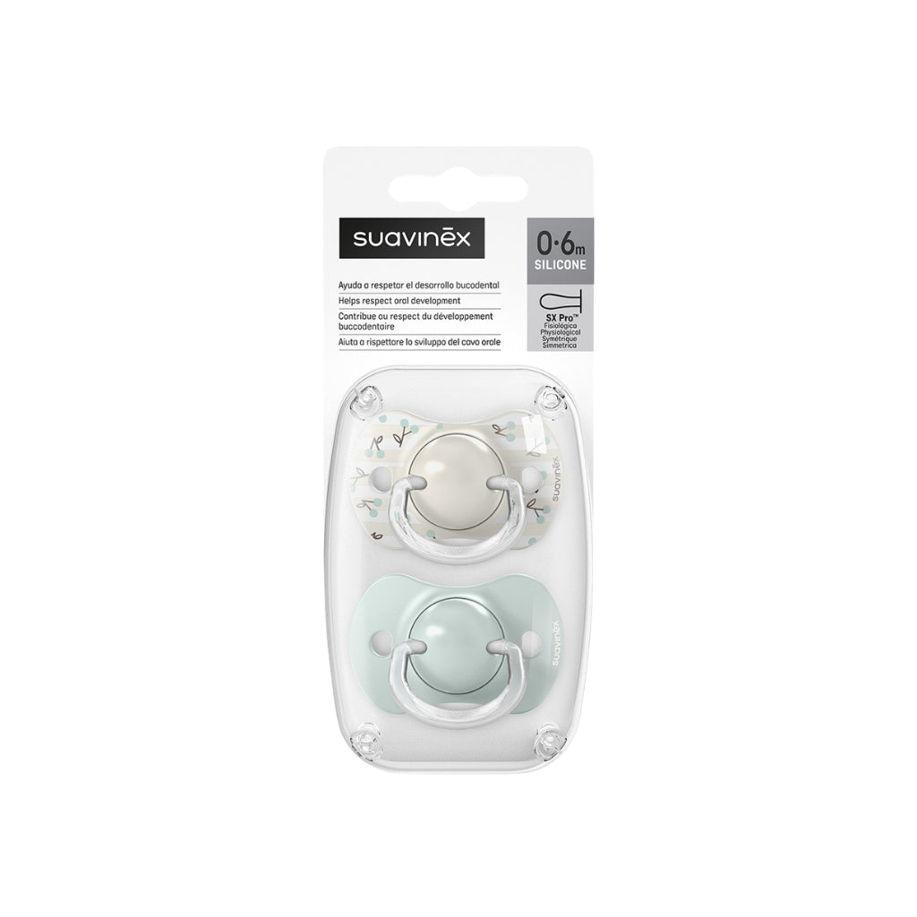 Suavinex Fysiologische Fopspeen SX Pro 0-6m Birdies Silicoon Groen - 2 stuks