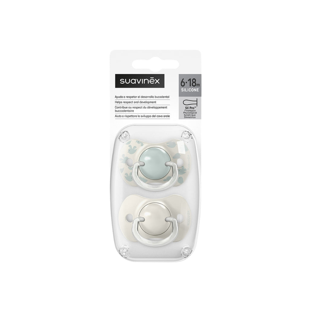 Suavinex Fysiologische Fopspeen SX Pro 6-18m Birdies Silicoon Groen - 2 stuks