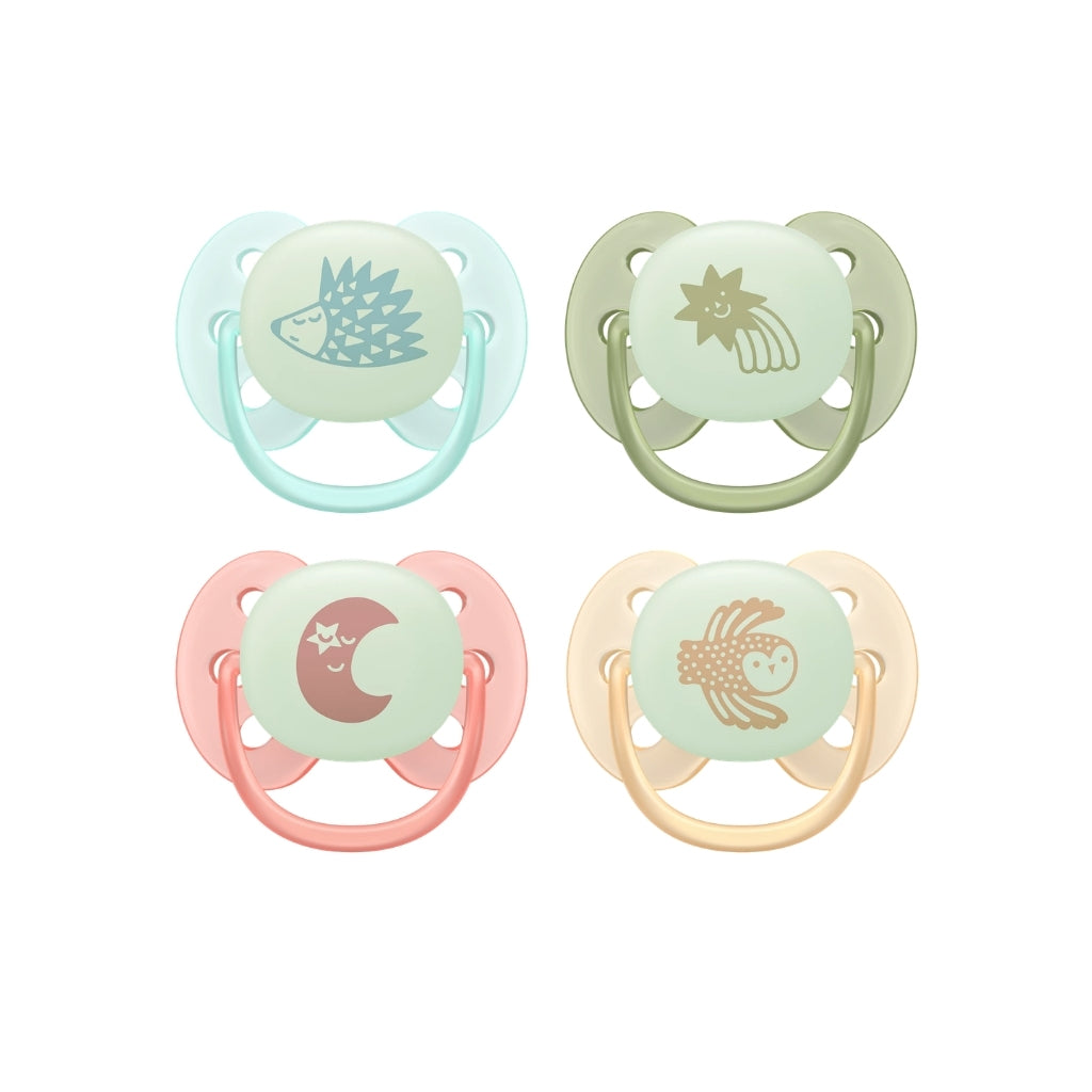 Philips AVENT Sucette +0 mois Soft Night Deco - 4 pièces