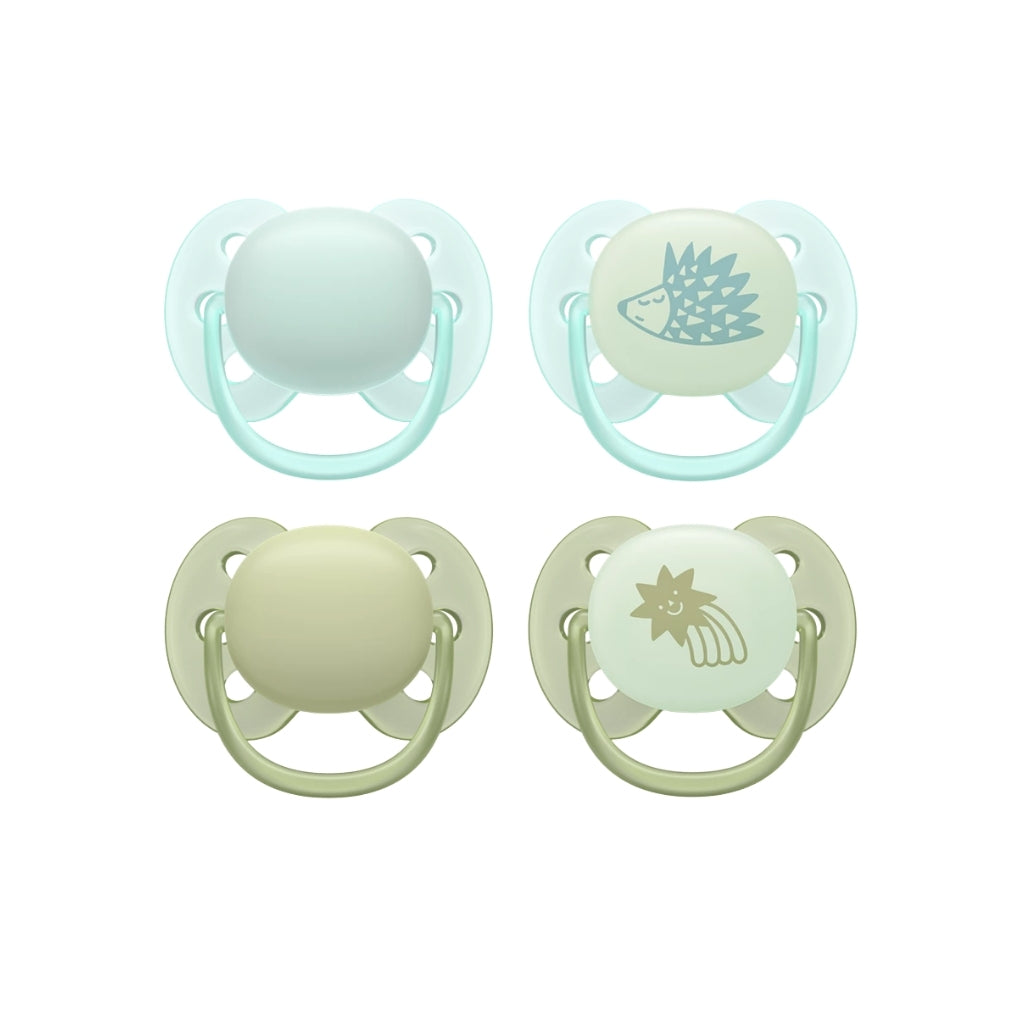 Philips AVENT Sucette +6 mois Soft Night Deco - 4 pièces