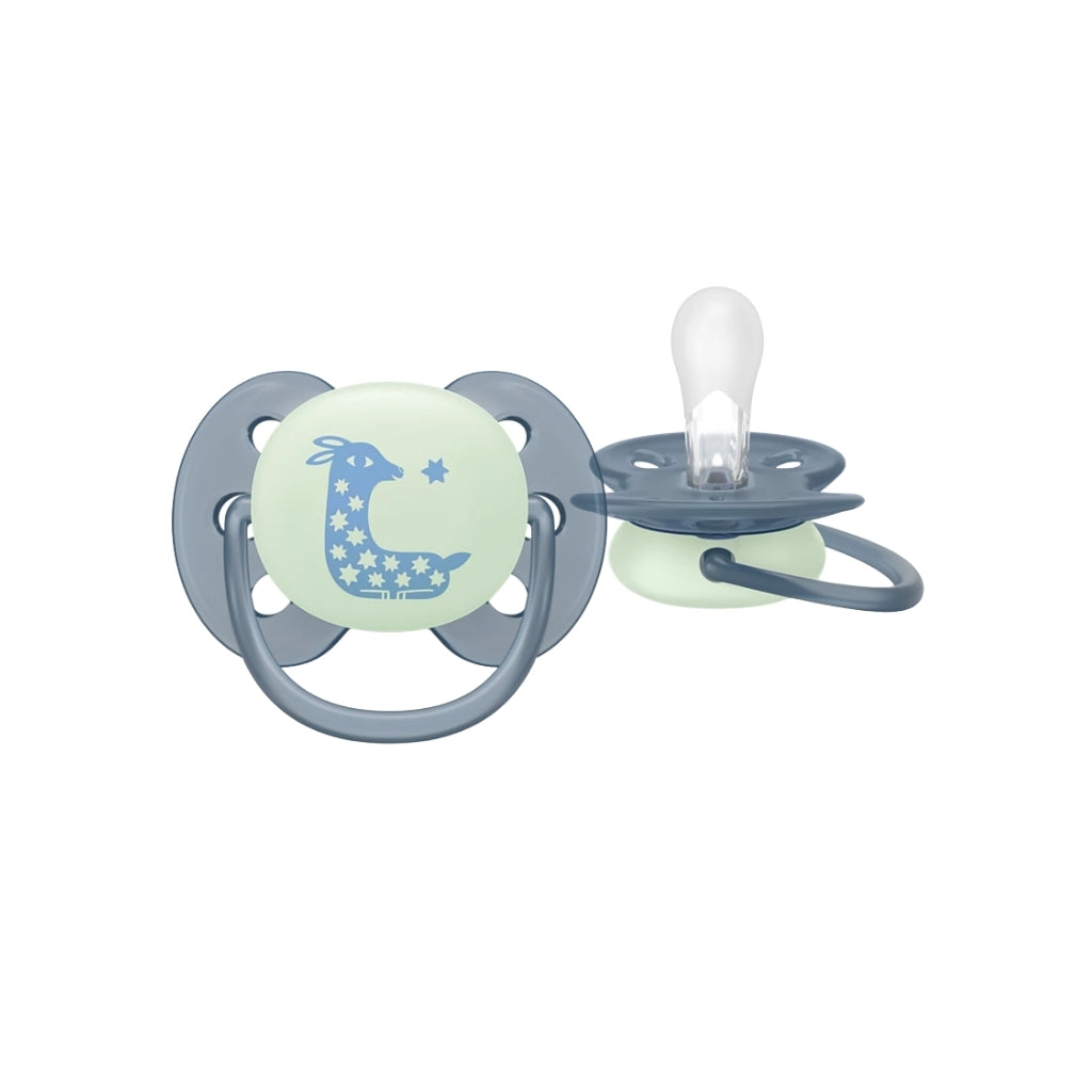 Philips AVENT Sucette +6 mois Soft Night Mystery Couleur/Motif  Jaune/Bleu ou Violet/Vert