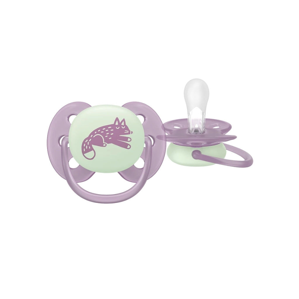 Philips AVENT Sucette +6 mois Soft Night Mystery Couleur/Motif  Jaune/Bleu ou Violet/Vert