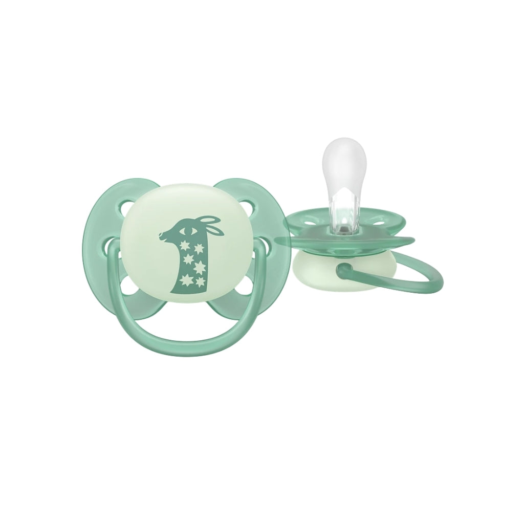 Philips AVENT Sucette +6 mois Soft Night Mystery Couleur/Motif  Jaune/Bleu ou Violet/Vert