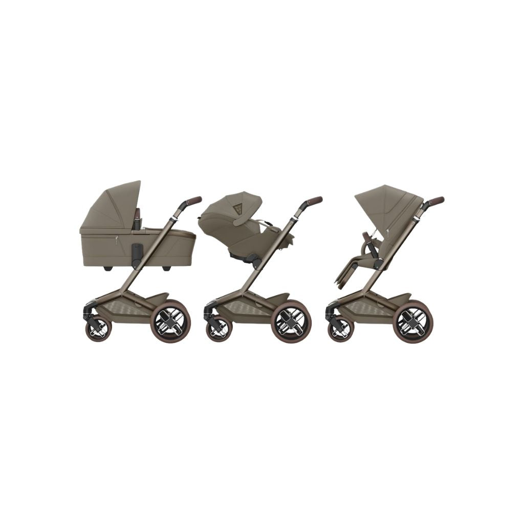 Maxi-Cosi 3-en-1 Poussette Oak Truffle + Nacelle + Coral Slide Pro Oak Truffle + Base Familyfix Slide Pro