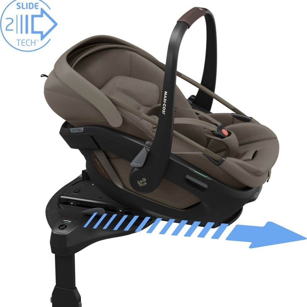 Maxi-Cosi 3-en-1 Poussette Oak Truffle + Nacelle + Coral Slide Pro Oak Truffle + Base Familyfix Slide Pro