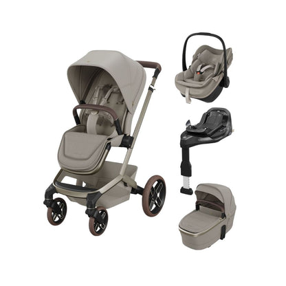 Maxi-Cosi 3-en-1 Poussette Fame Sapphire Sand + Nacelle + Pebble Slide Pro Sapphire Sand + Base Familyfix Slide Pro