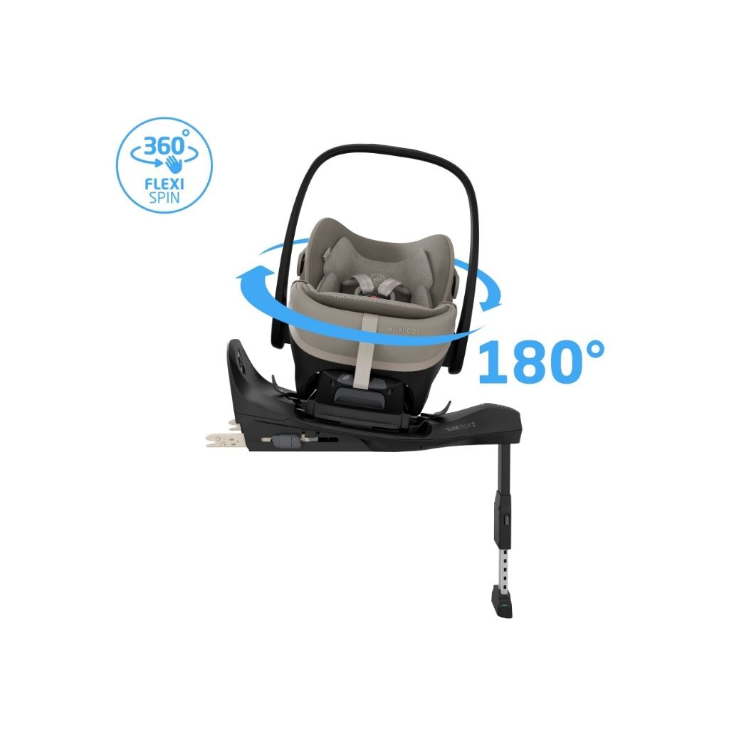 Maxi-Cosi 3-en-1 Poussette Fame Sapphire Sand + Nacelle + Pebble Slide Pro Sapphire Sand + Base Familyfix Slide Pro