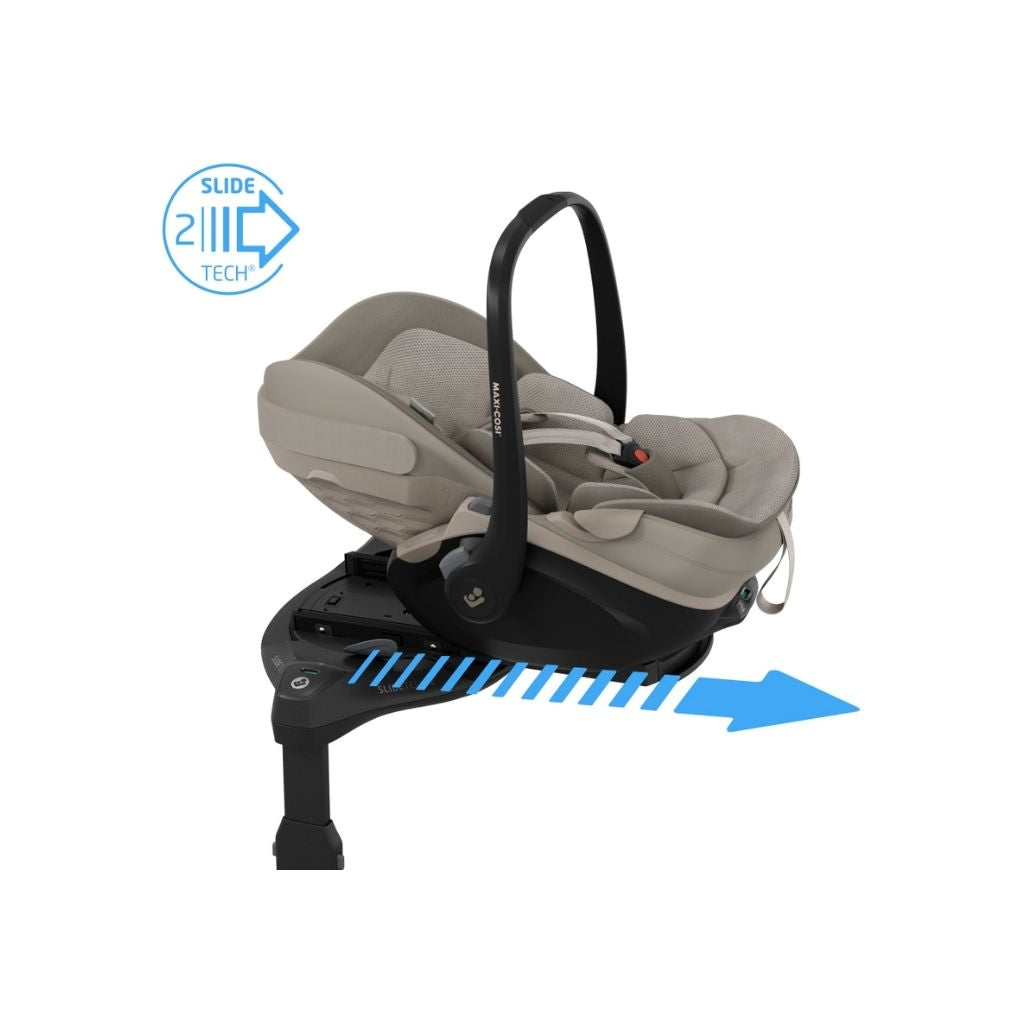 Maxi-Cosi 3-en-1 Poussette Fame Sapphire Sand + Nacelle + Pebble Slide Pro Sapphire Sand + Base Familyfix Slide Pro