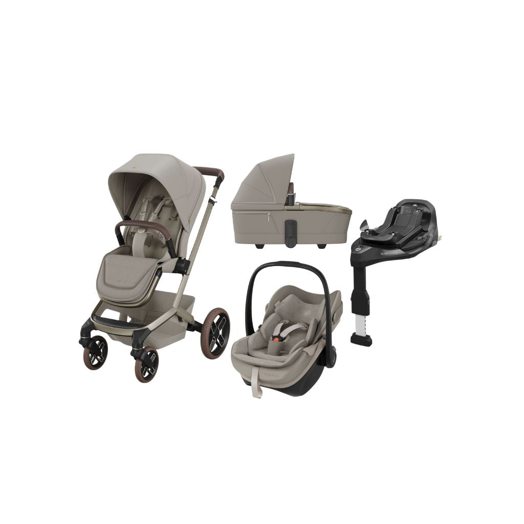 Maxi-Cosi 3-in-1 Kinderwagen Fame Sapphire Sand + Draagmand + Pebble Slide Pro Sapphire Sand + Basis Familyfix Slide Pro