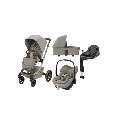 Maxi-Cosi 3-in-1 Kinderwagen Fame Sapphire Sand + Draagmand + Pebble Slide Pro Sapphire Sand + Basis Familyfix Slide Pro