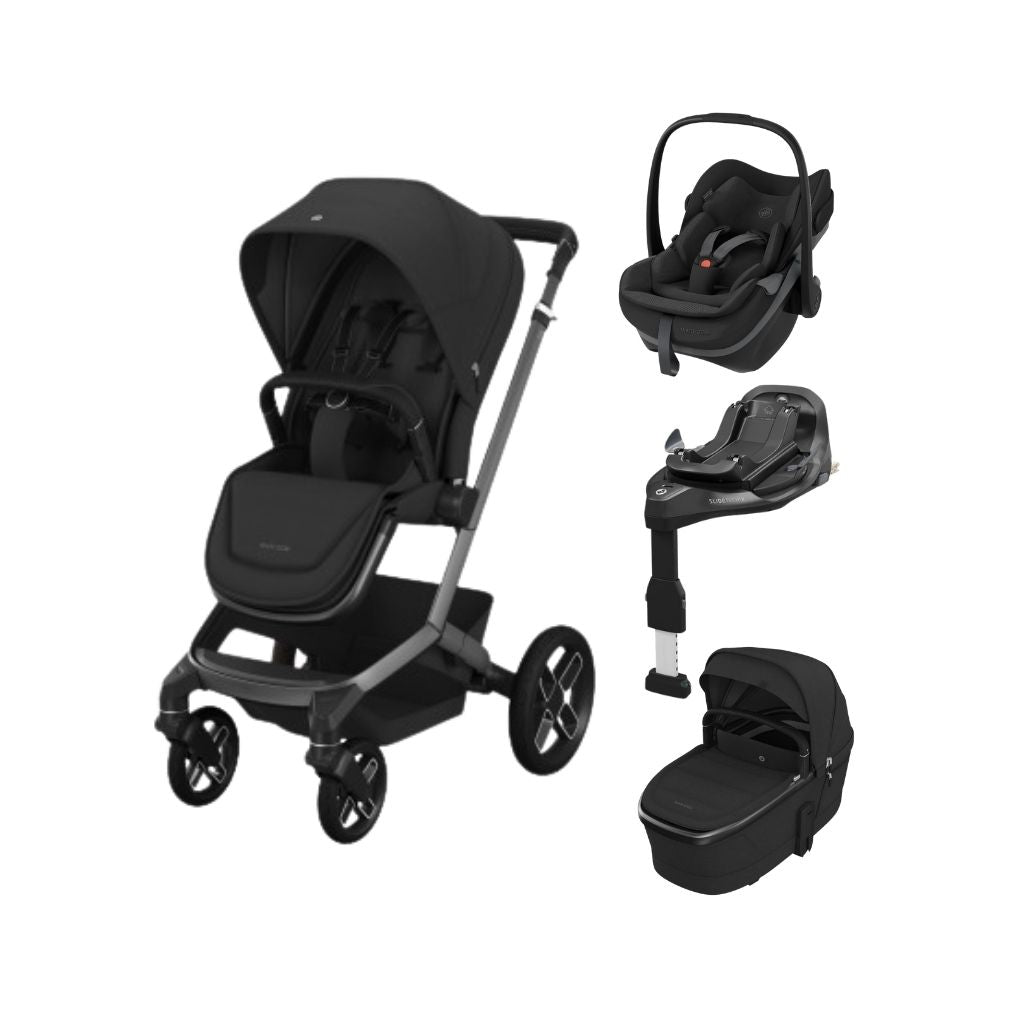 Maxi-Cosi 3-en-1 Poussette Fame Onyx Black + Nacelle + Pebble Slide Pro Onyx Black + Base Familyfix Slide Pro