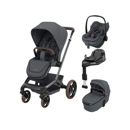 Maxi-Cosi 3-en-1 Poussette Fame Moon Graphite + Nacelle + Pebble Slide Pro Moon Graphite + Base Familyfix Slide Pro